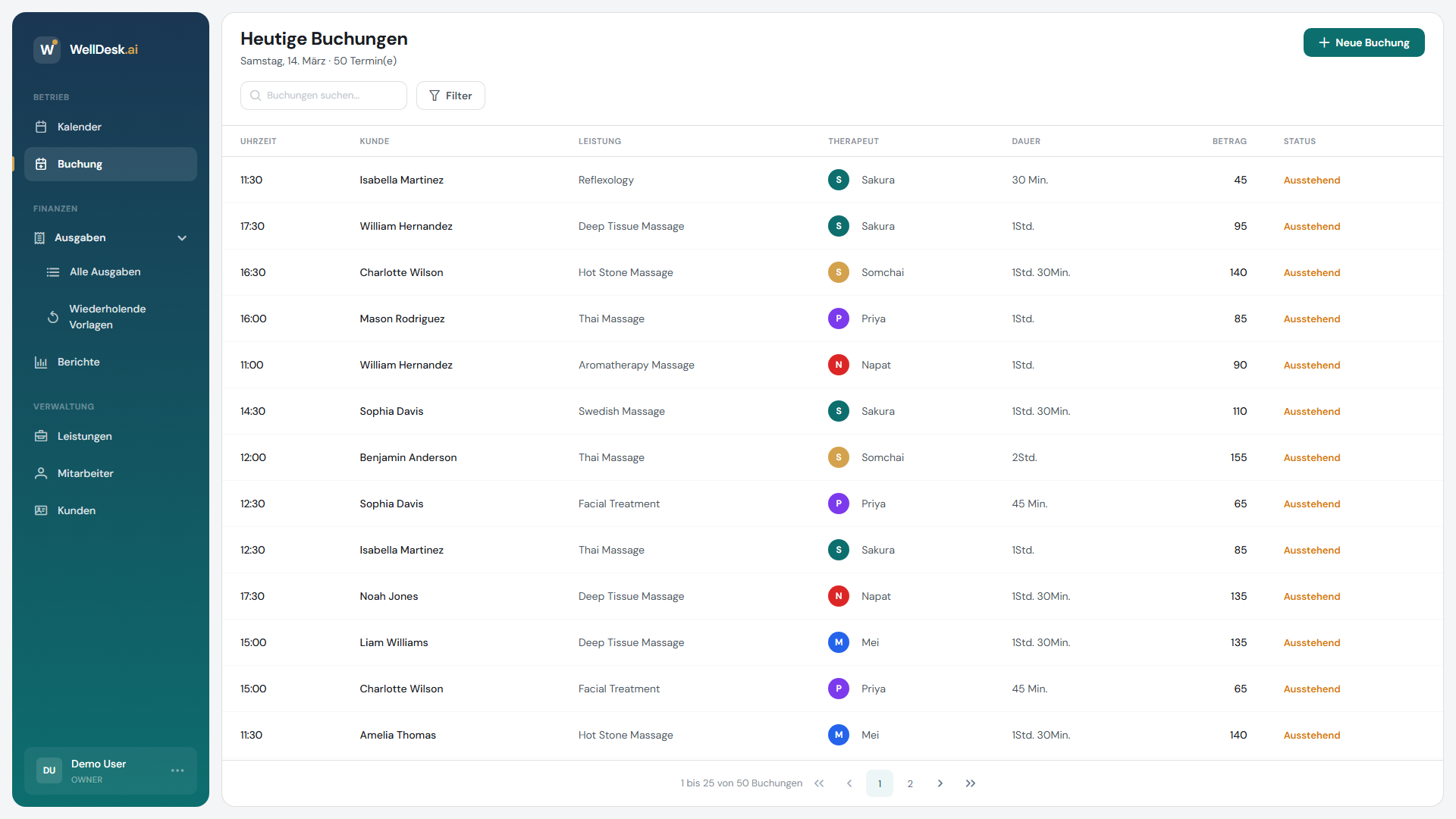 Dialog zur Buchungserstellung