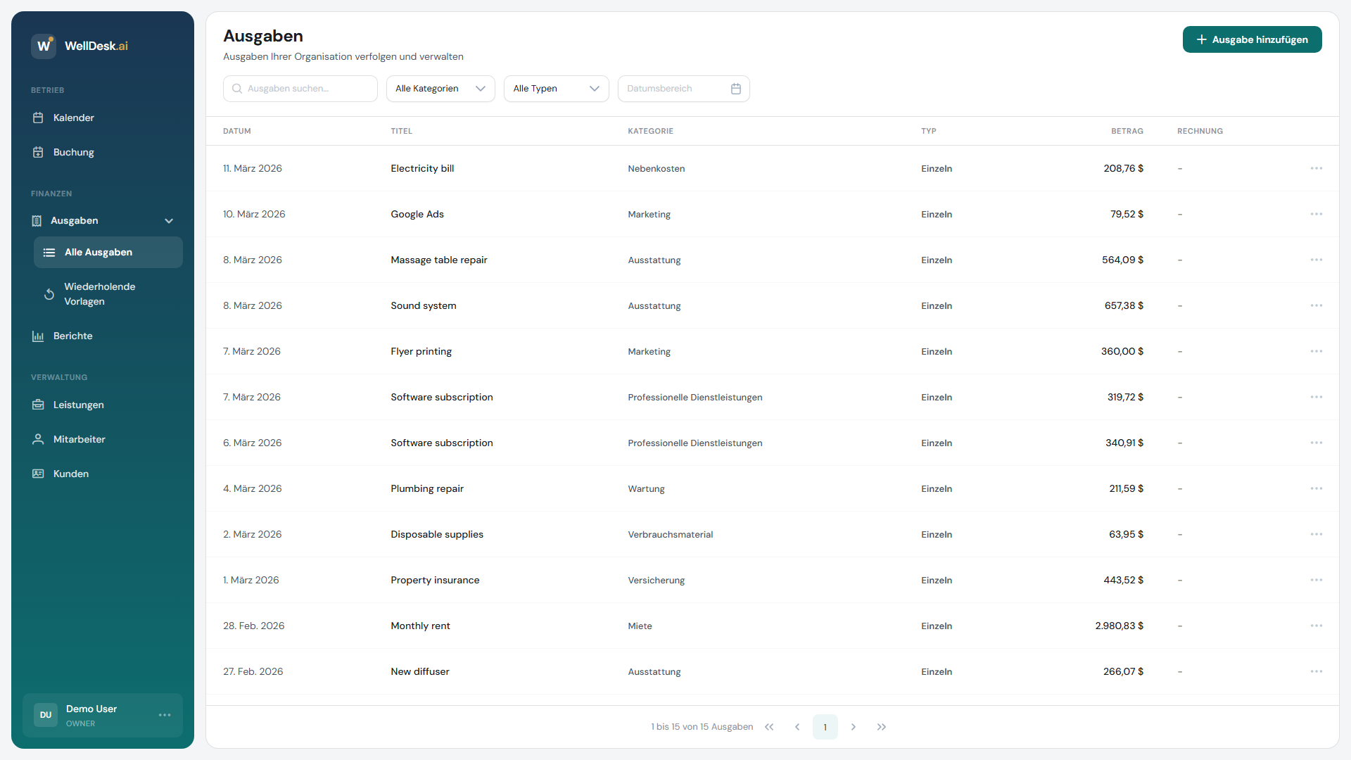Dialog zur Ausgabenerstellung