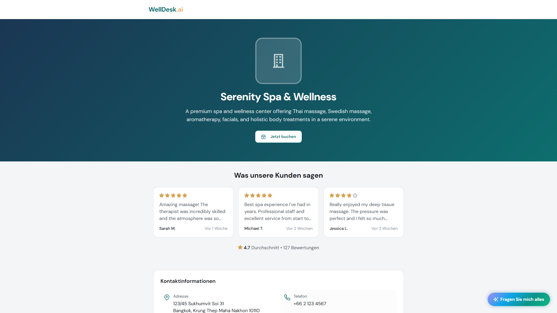 Öffentliche Buchungsseite