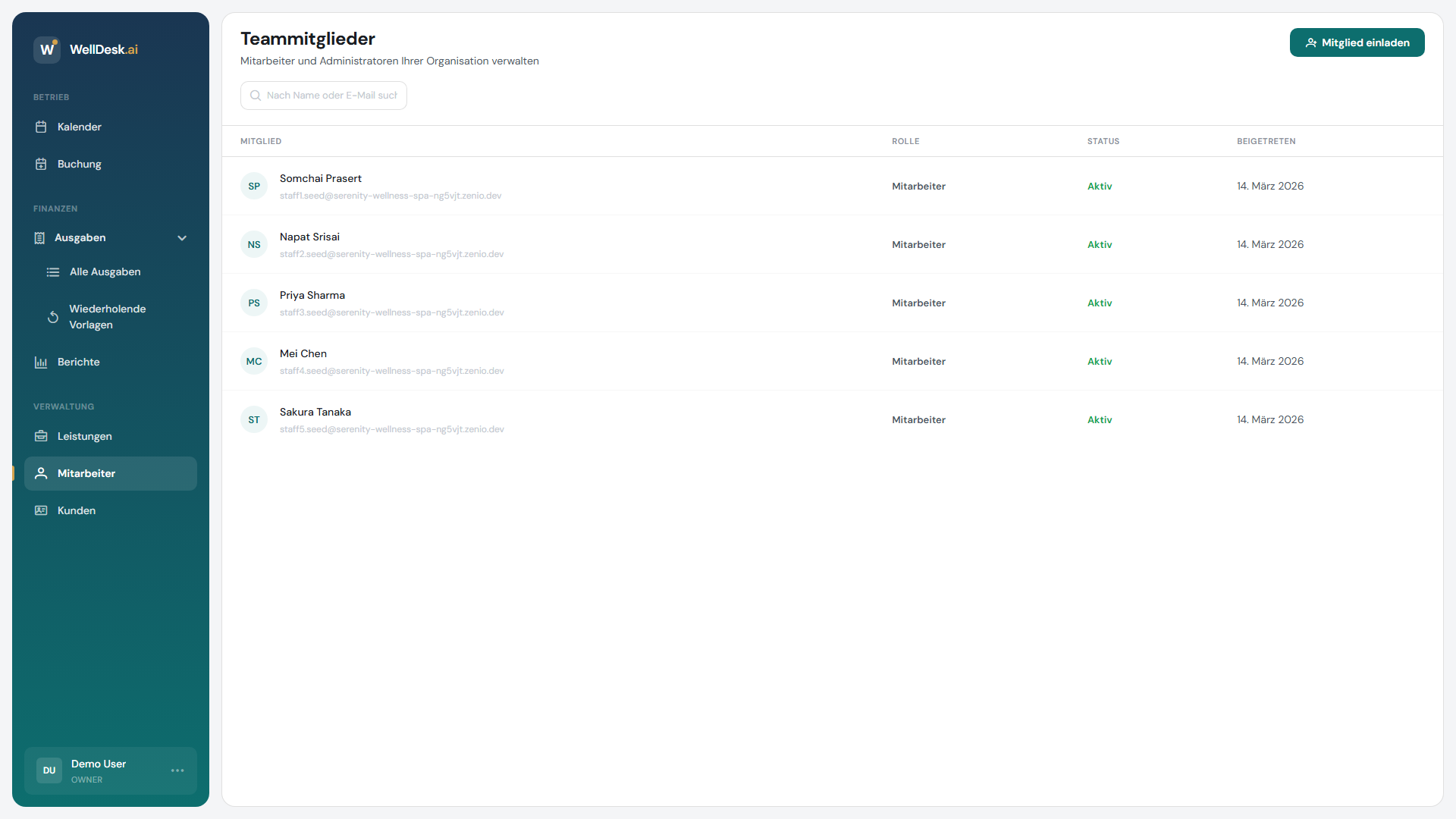 Dialog zum Mitarbeiter einladen