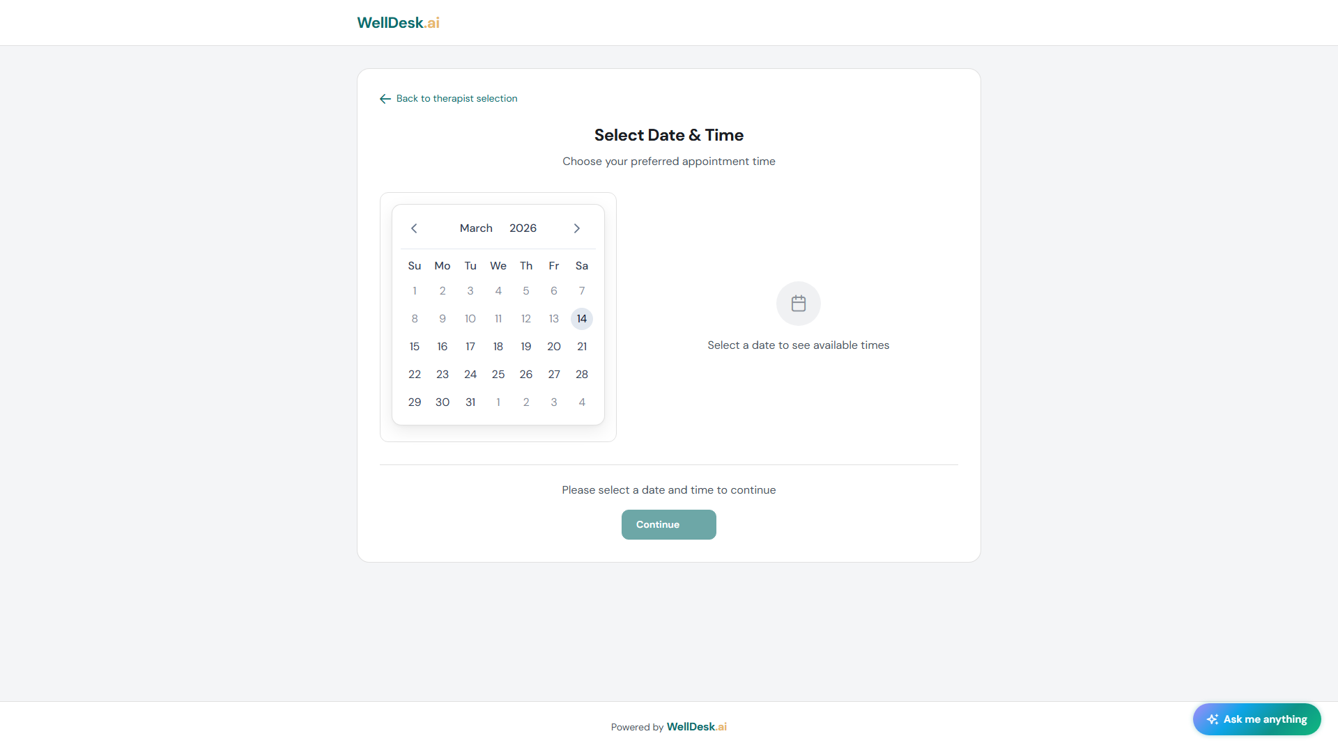 Date and time selection