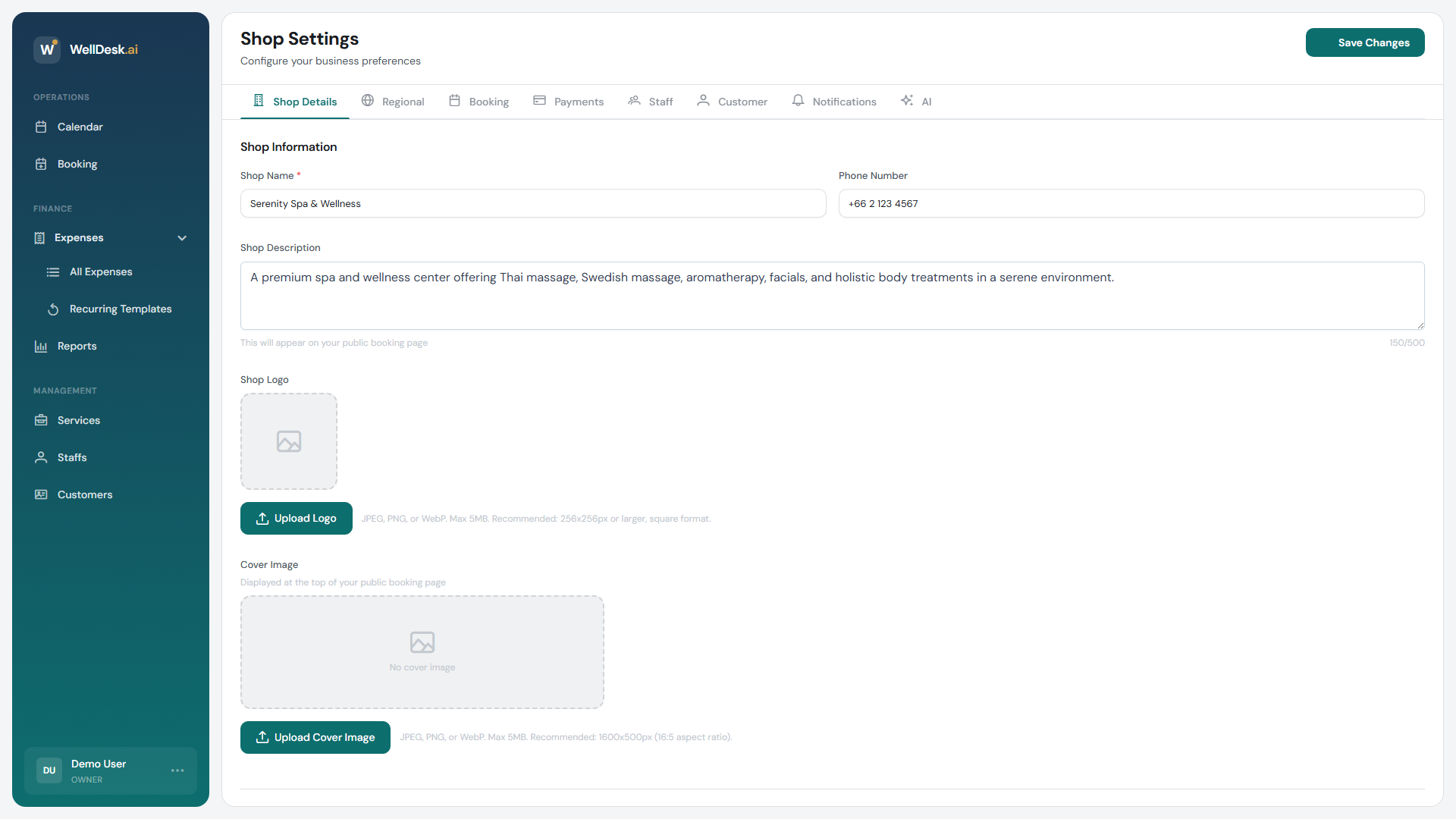 Shop settings — basic information