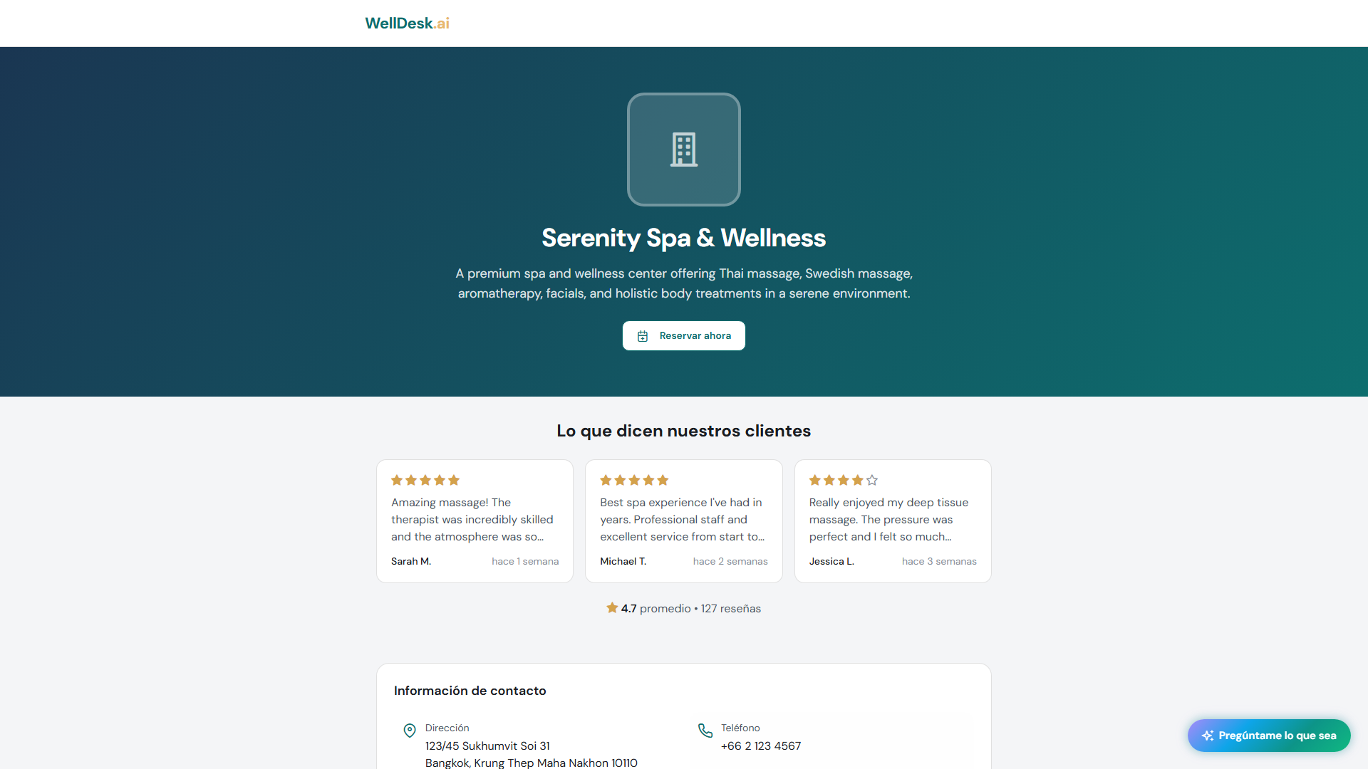 Confirmación de reserva