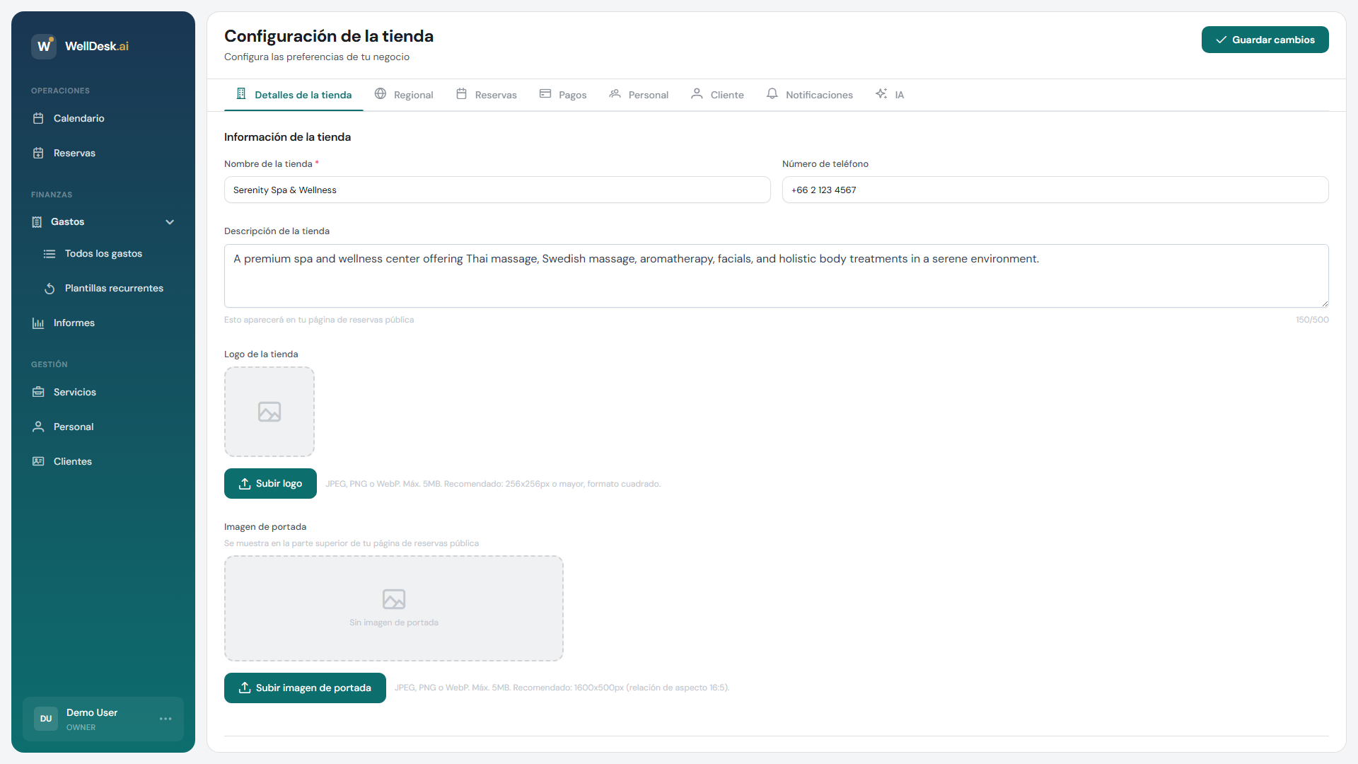 Configuración de la tienda — información básica