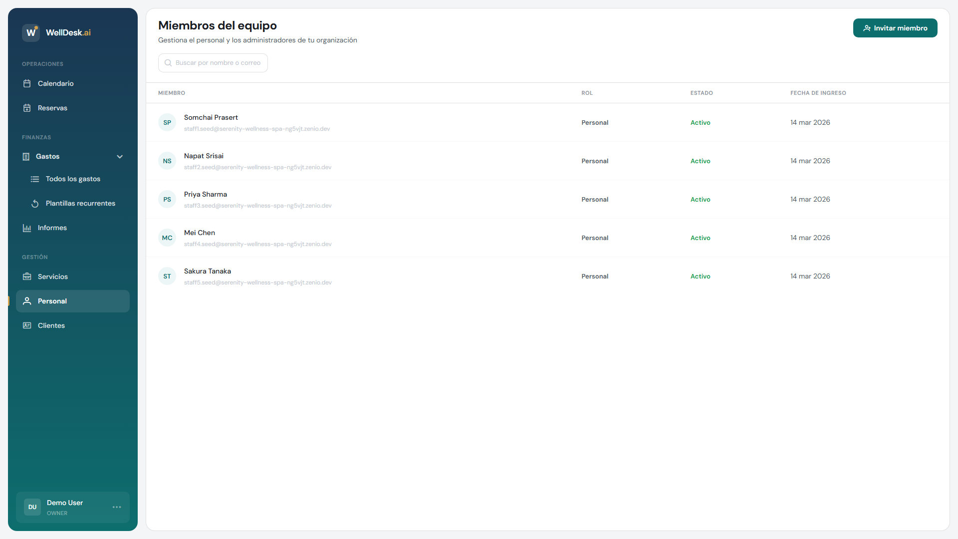 Diálogo de invitación del personal